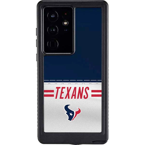 NFL Houston Texans White Striped Galaxy S24 Ultra Waterproof Case