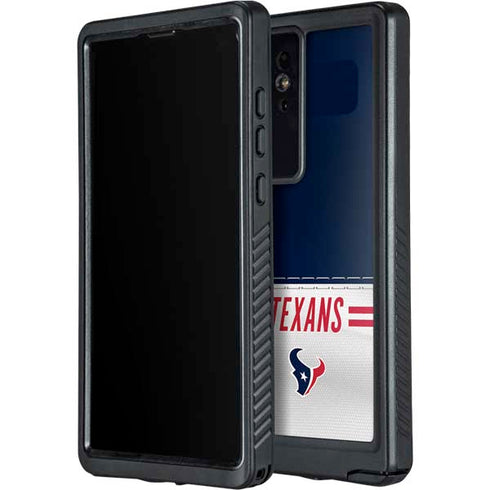 NFL Houston Texans White Striped Galaxy S24 Ultra Waterproof Case