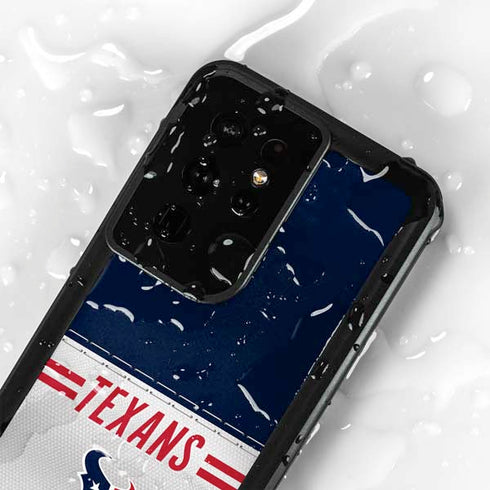 NFL Houston Texans White Striped Galaxy S24 Ultra Waterproof Case