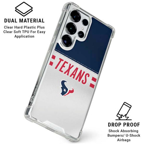 NFL Houston Texans White Striped Galaxy S25 Ultra Clear Case