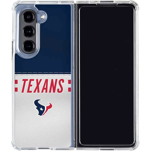 NFL Houston Texans White Striped Galaxy Z Fold5 5G Clear Case