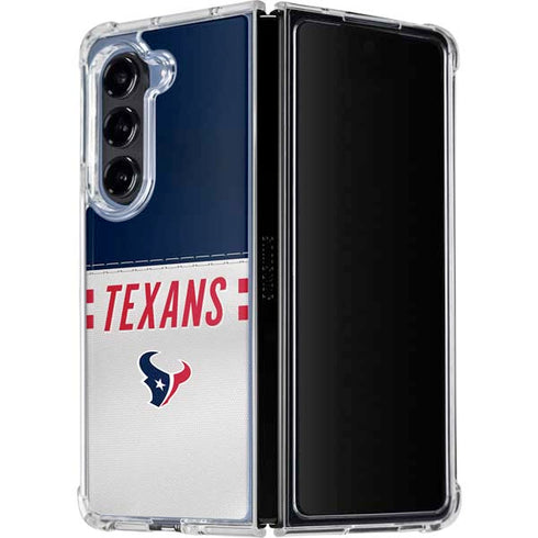 NFL Houston Texans White Striped Galaxy Z Fold5 5G Clear Case