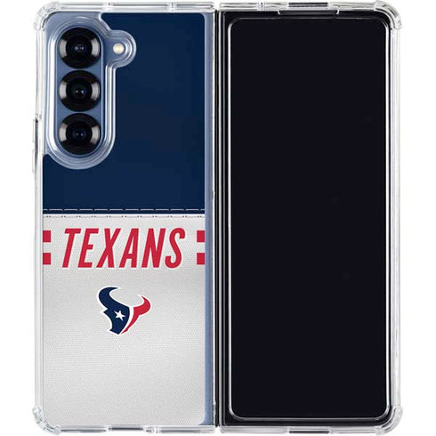 NFL Houston Texans White Striped Galaxy Z Fold6 Clear Case