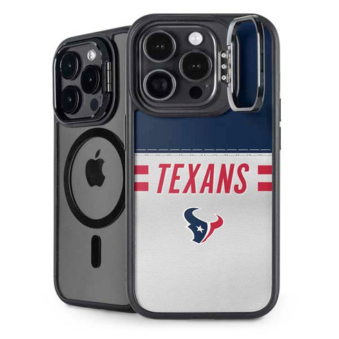 NFL Houston Texans White Striped iPhone 14 Pro Max Kickstand Case