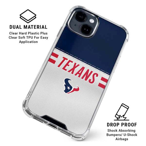 NFL Houston Texans White Striped iPhone 15 Clear Case