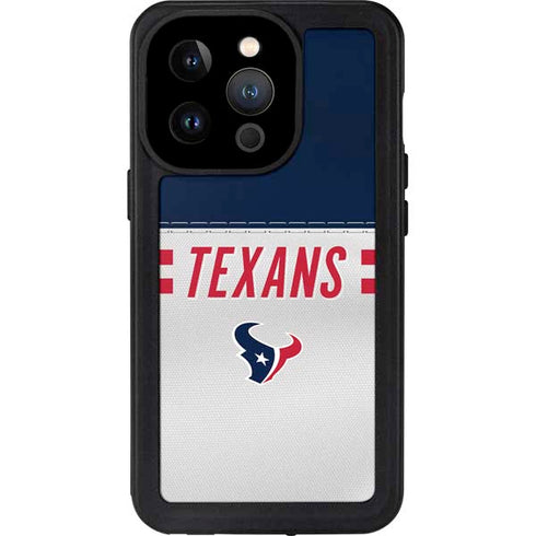 NFL Houston Texans White Striped iPhone 15 Pro Waterproof Case