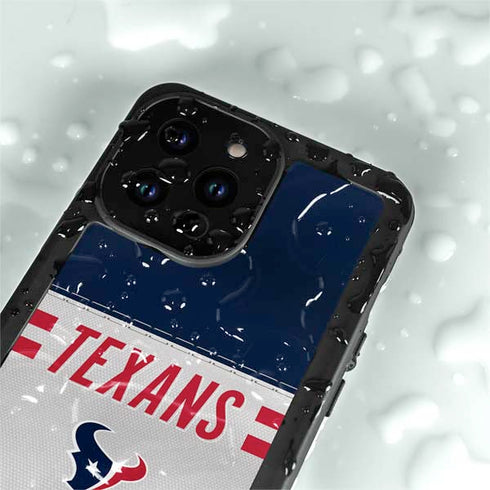 NFL Houston Texans White Striped iPhone 15 Pro Waterproof Case