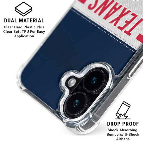 NFL Houston Texans White Striped iPhone 16 Plus Clear Case