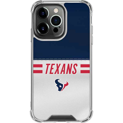NFL Houston Texans White Striped iPhone 16 Pro Clear Case