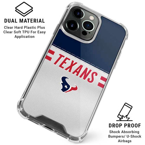 NFL Houston Texans White Striped iPhone 16 Pro Max Clear Case