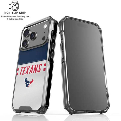 NFL Houston Texans White Striped iPhone 18 Pro Clear Case