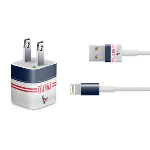 NFL Houston Texans White Striped iPhone Charger (5W USB) Skin