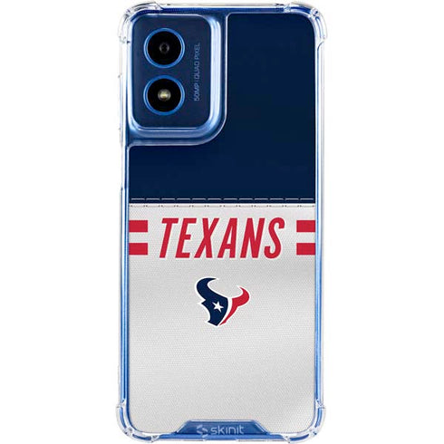 NFL Houston Texans White Striped Moto G 5G (2024) Clear Case