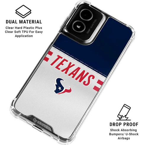 NFL Houston Texans White Striped Moto G Power 5G (2024) Clear Case