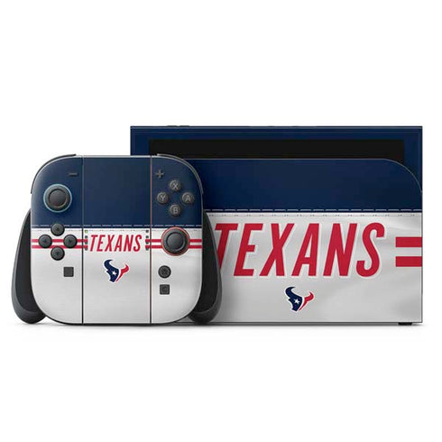 NFL Houston Texans White Striped Nintendo Switch 2 (2025) with Joy-Con Skin