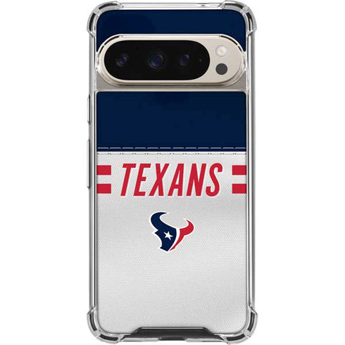 NFL Houston Texans White Striped Pixel 9/9 Pro Clear Case