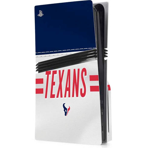 NFL Houston Texans White Striped PS5 Pro Disk Console Skin
