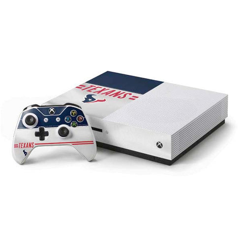NFL Houston Texans White Striped Xbox One S Console and Controller Bundle Skin