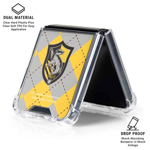Wizarding World Harry Potter Hufflepuff Crest Galaxy Z Flip7 Clear Case