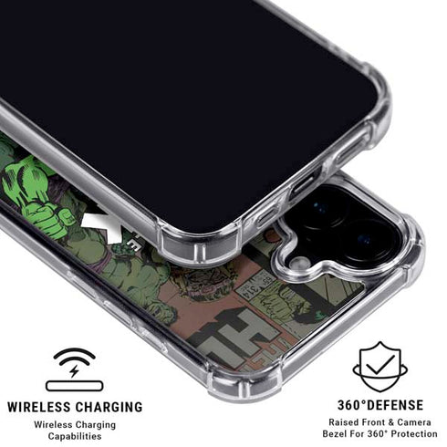 Marvel Classic Comics Hulk Fighter Vintage iPhone 16 Clear Case