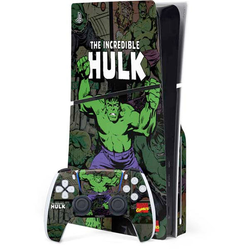 Marvel Classic Comics Hulk Fighter Vintage PS5 Slim Disk Bundle Skin