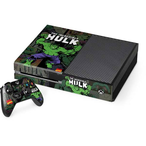 Marvel Classic Comics Hulk Fighter Vintage Xbox One Console and Controller Bundle Skin