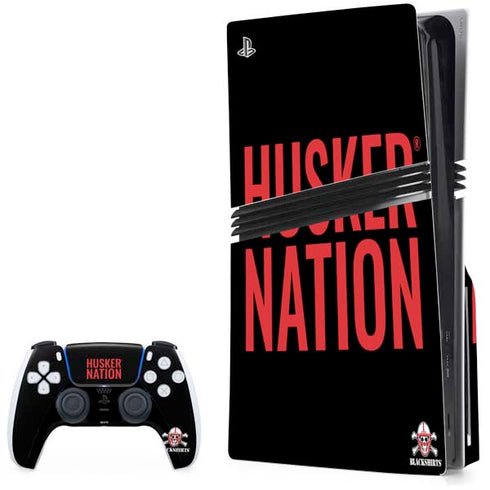 University of Nebraska Husker Nation PS5 Pro Disk Bundle Skin