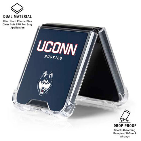 University of Connecticut Huskies UConn Galaxy Z Flip7 Clear Case