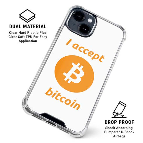 I Accept Bitcoin iPhone 15 Clear Case
