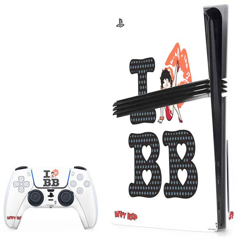 Betty Boop I Love BB PS5 Pro Disk Bundle Skin