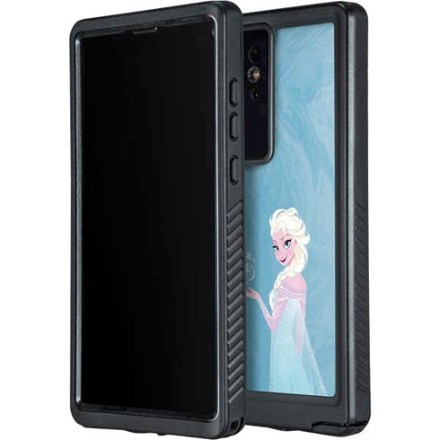 Disney Frozen Ice Blue Elsa Art Galaxy S24 Ultra Waterproof Case
