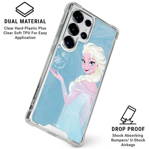Disney Frozen Ice Blue Elsa Art Galaxy S25 Ultra Clear Case