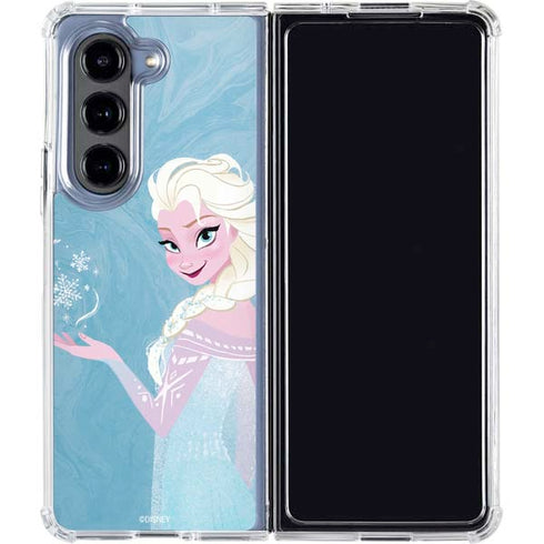 Disney Frozen Ice Blue Elsa Art Galaxy Z Fold5 5G Clear Case