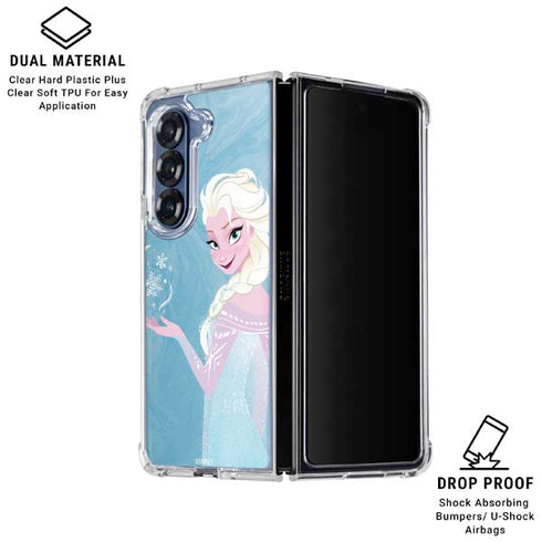 Disney Frozen Ice Blue Elsa Art Galaxy Z Fold6 Clear Case