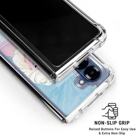 Disney Frozen Ice Blue Elsa Art Galaxy Z Fold6 Clear Case