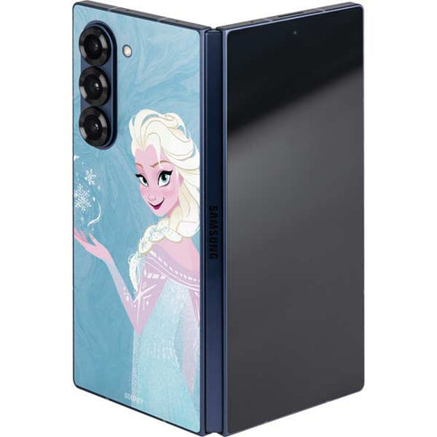 Disney Frozen Ice Blue Elsa Art Galaxy Z Fold6 Skin
