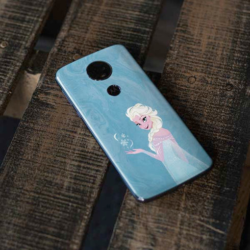 Disney Frozen Ice Blue Elsa Art Moto E5 Plus Skin
