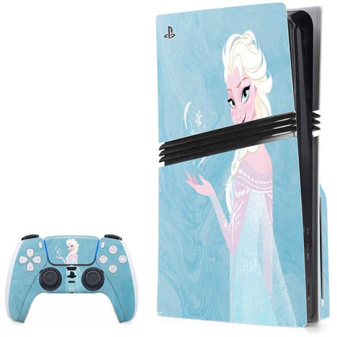 Disney Frozen Ice Blue Elsa Art PS5 Pro Disk Bundle Skin