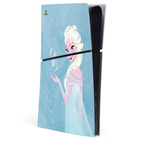 Disney Frozen Ice Blue Elsa Art PS5 Slim Digital Edition Console Skin