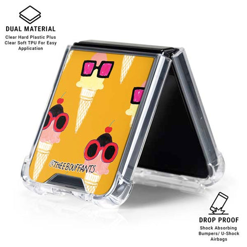Bouffants and Broken Hearts Ice Cream with Shades Galaxy Z Flip6 Clear Case