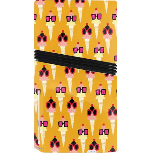 Bouffants and Broken Hearts Ice Cream with Shades PS5 Pro Disk Console Skin