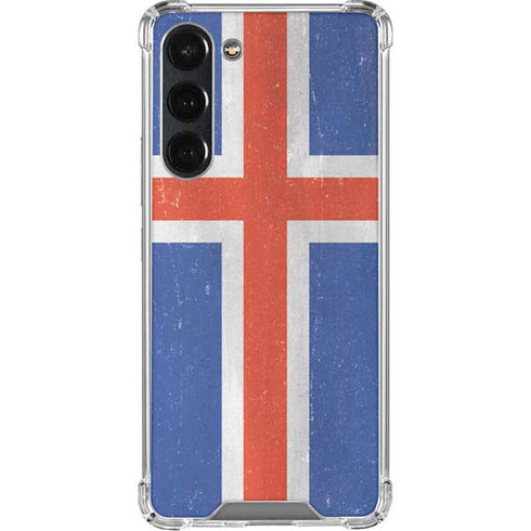 Iceland Flag Distressed Galaxy S24 FE Clear Case