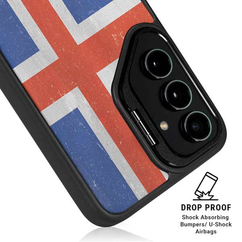 Iceland Flag Distressed Galaxy S25 Plus Kickstand Case