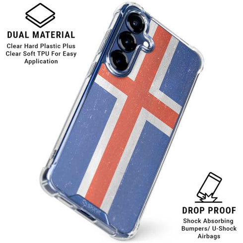 Iceland Flag Distressed Galaxy S25 Clear Case
