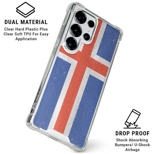 Iceland Flag Distressed Galaxy S25 Ultra Clear Case
