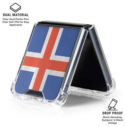 Iceland Flag Distressed Galaxy Z Flip6 Clear Case