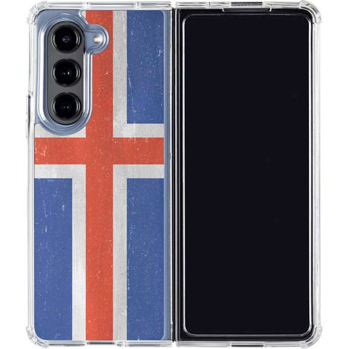 Iceland Flag Distressed Galaxy Z Fold5 5G Clear Case