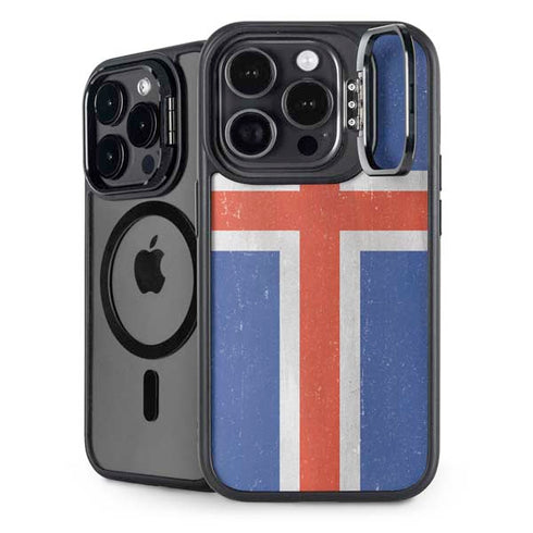 Iceland Flag Distressed iPhone 14 Pro Max Kickstand Case