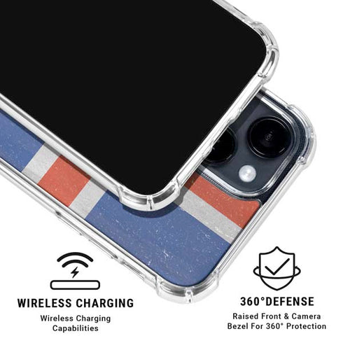 Iceland Flag Distressed iPhone 15 Clear Case