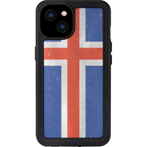 Iceland Flag Distressed iPhone 15 Plus Waterproof Case